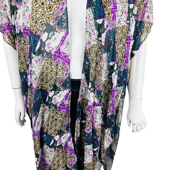 New Isle Of Mine Womans Sz One Size Floral Print Kimono Vacation NWT - Picture 5 of 9